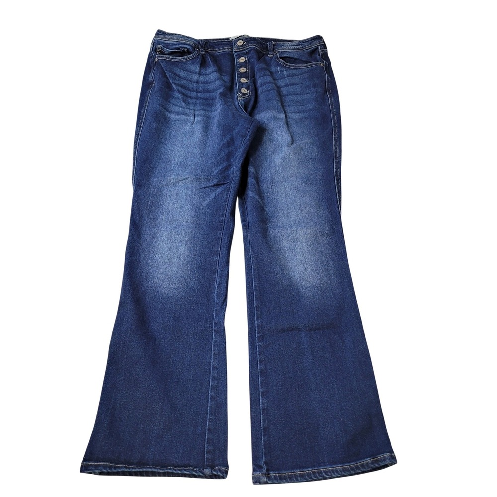 KanCan Jeans Women Size 33 Button Fly Wide Leg Dark Wash Denim Pants